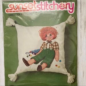 Vintage Sunset Stitchery Carrot Top Boy Pillow Kit